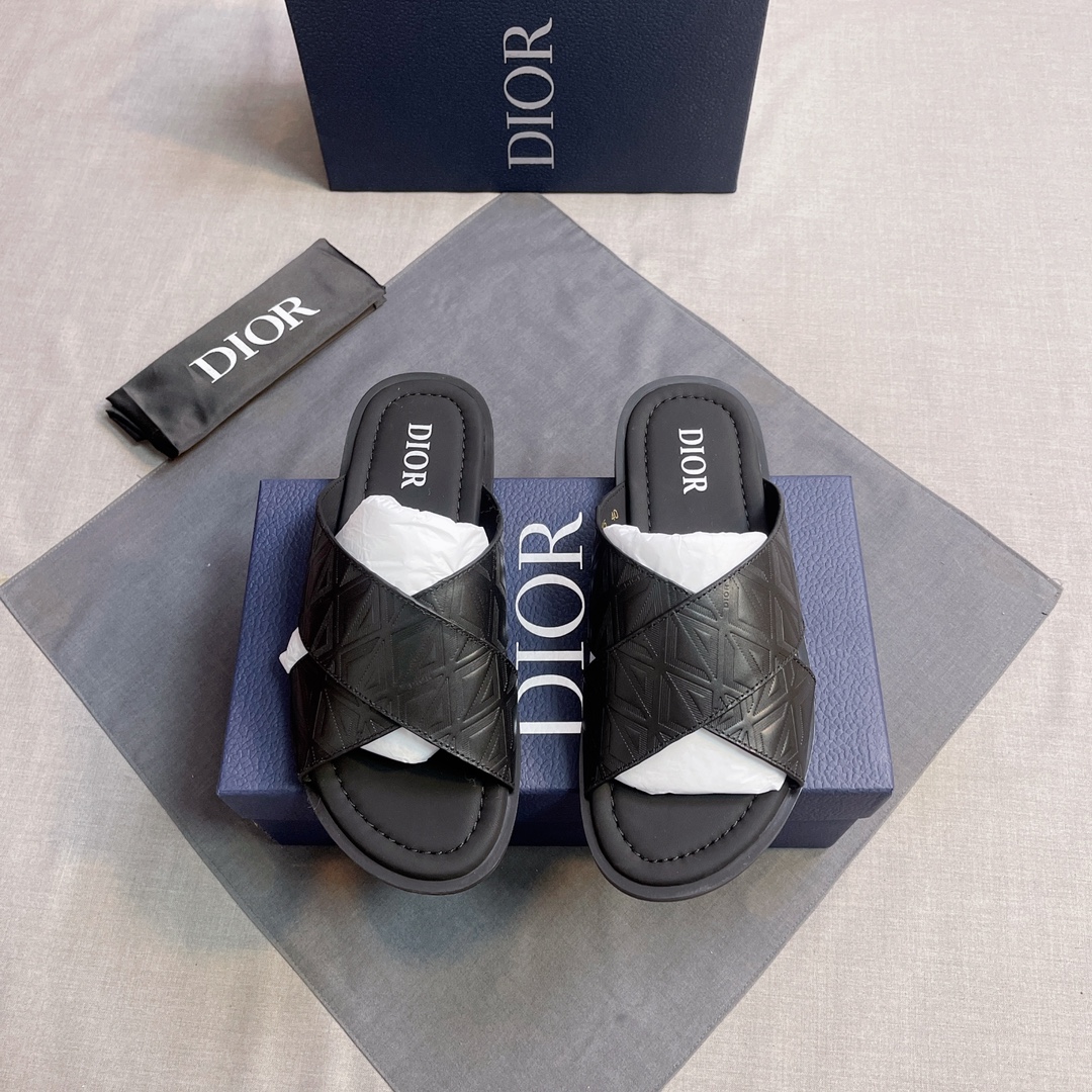Dior 一比一 男款 交叉設計拖鞋 經典老花時尚款| 6 Dior 一比一 男款 交叉設計拖鞋 經典老花時尚款