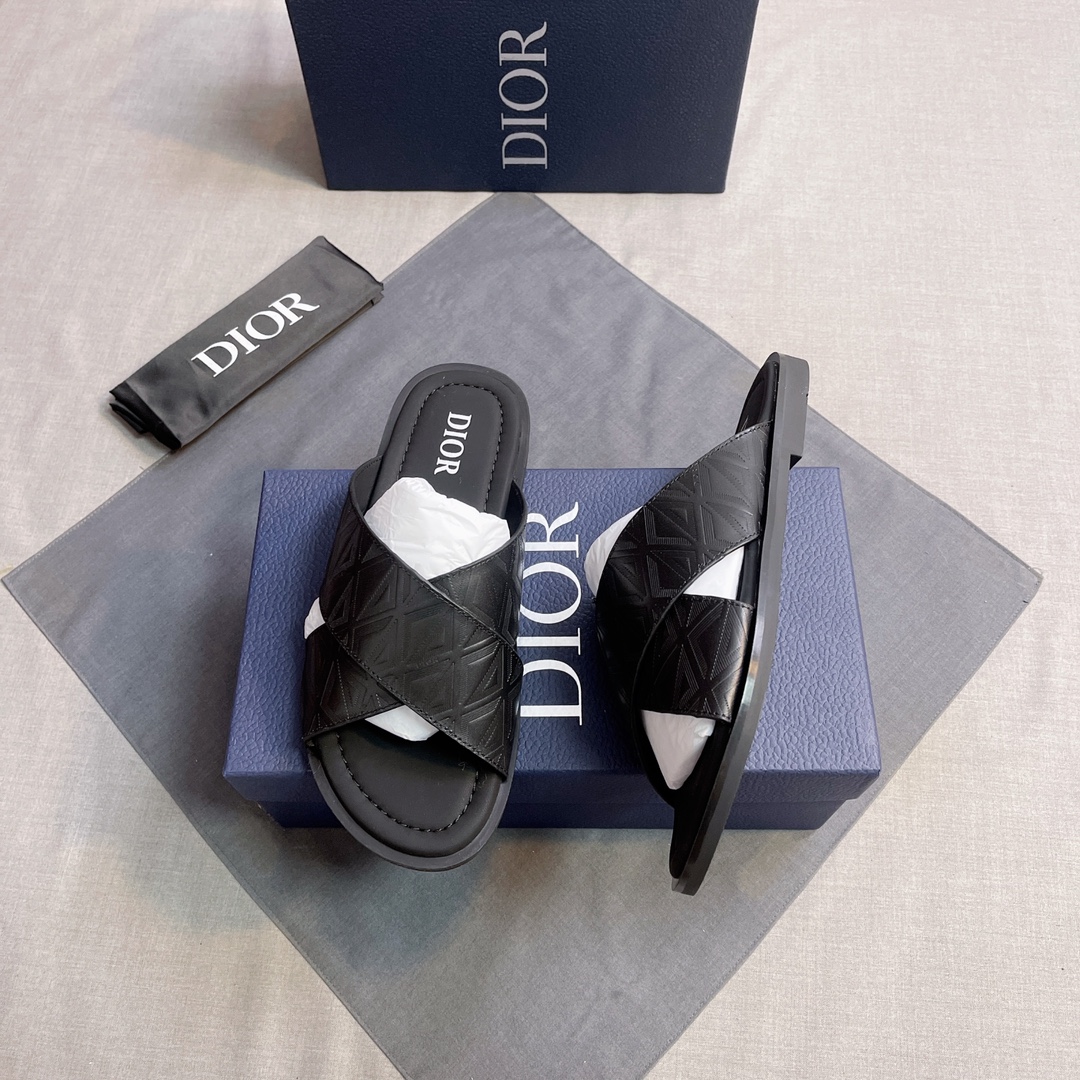 Dior 一比一 男款 交叉設計拖鞋 經典老花時尚款| 14 Dior 一比一 男款 交叉設計拖鞋 經典老花時尚款