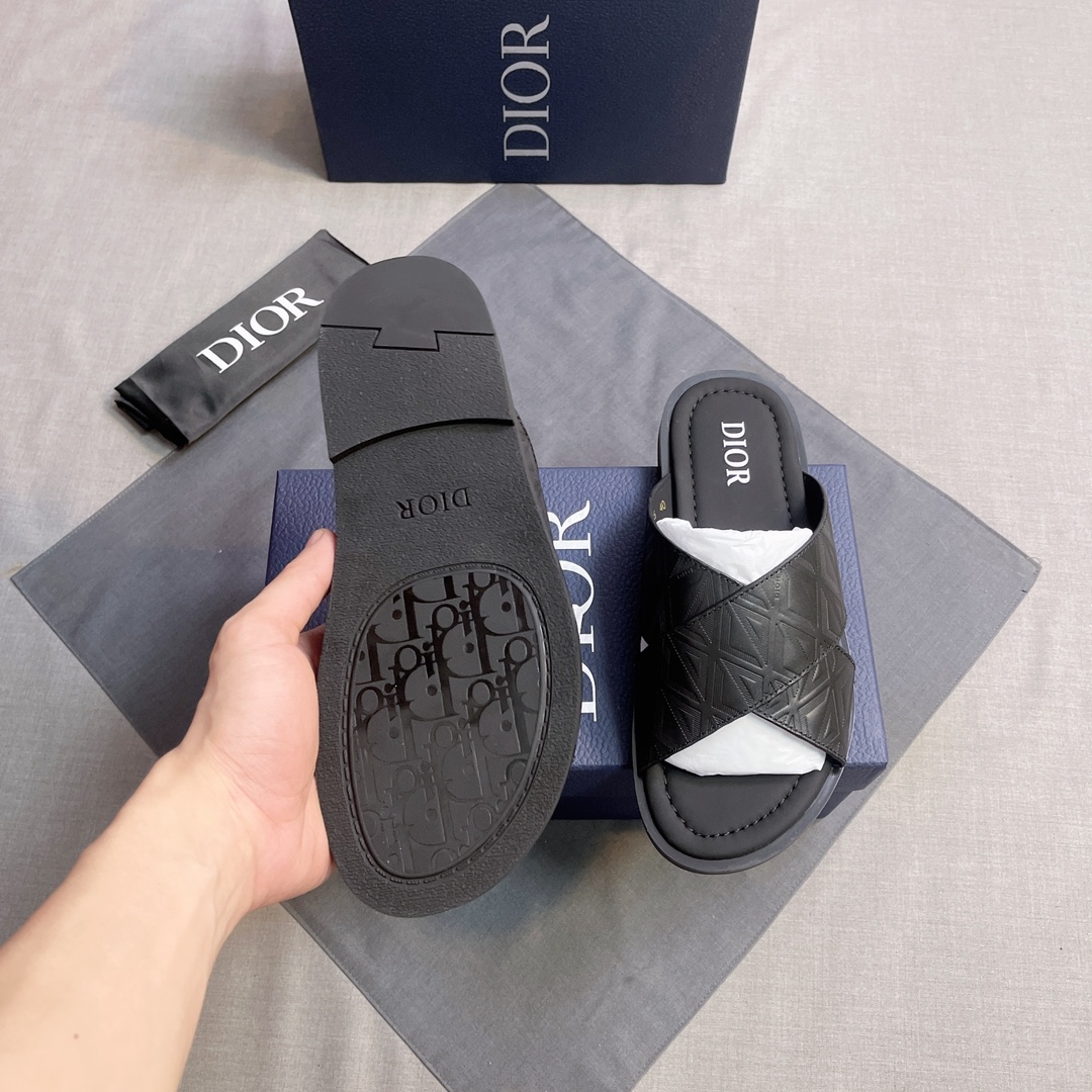 Dior 一比一 男款 交叉設計拖鞋 經典老花時尚款| 8 Dior 一比一 男款 交叉設計拖鞋 經典老花時尚款