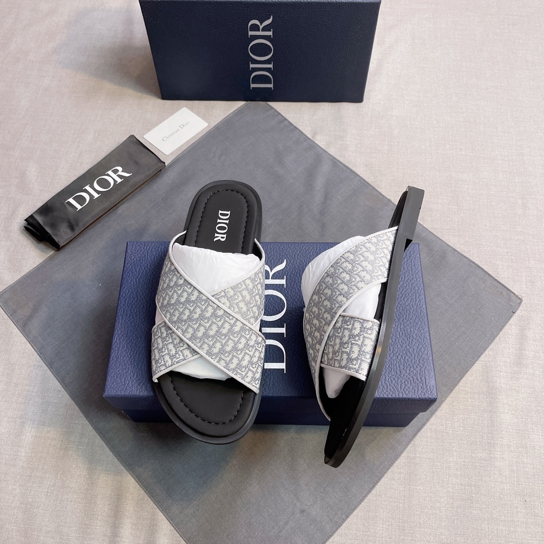 Dior 高仿 男款 Oblique交叉拖鞋 百搭休閒款| 14 Dior 高仿 男款 Oblique交叉拖鞋 百搭休閒款