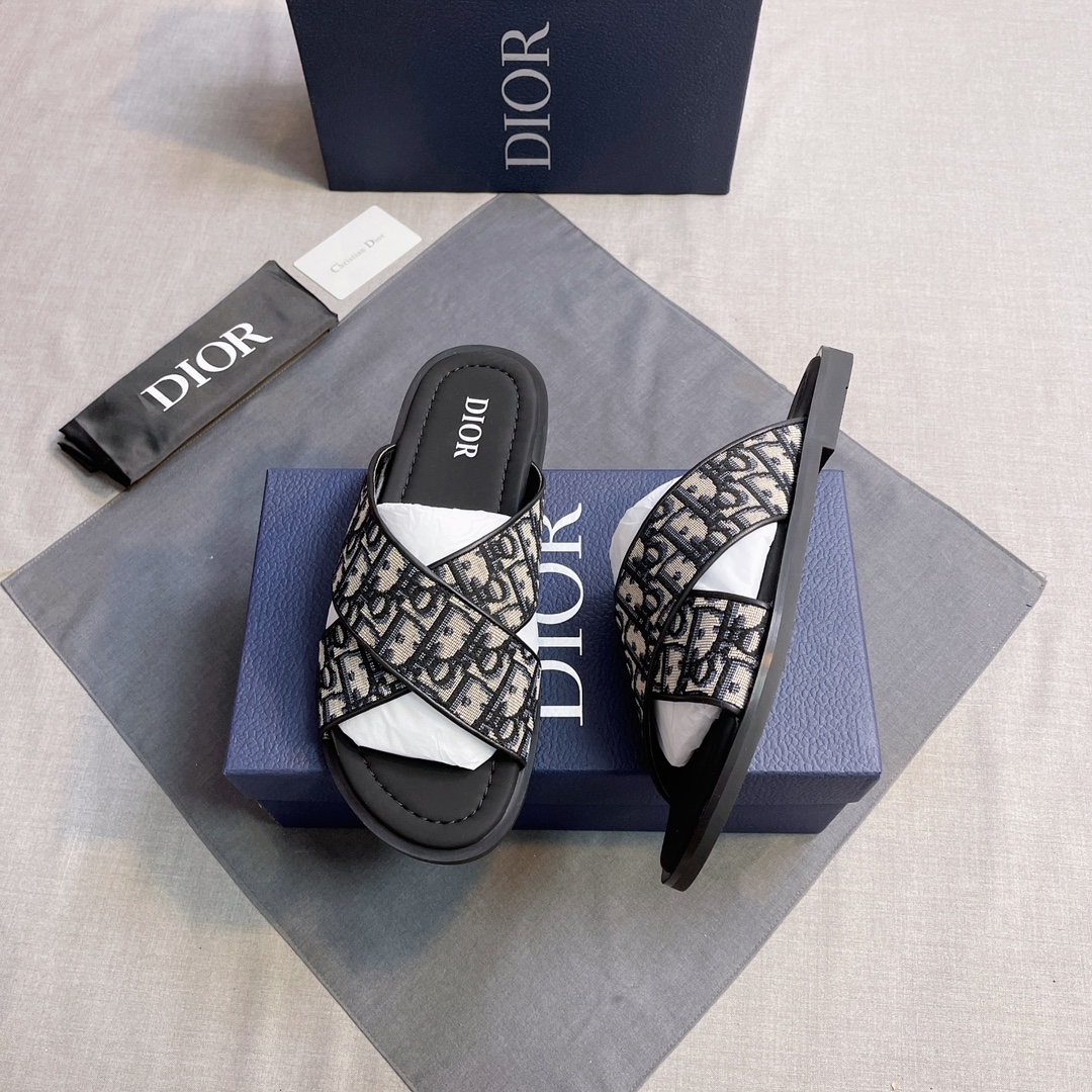 Dior 原單 男款 Oblique交叉拖鞋 經典老花休閒款| 14 Dior 原單 男款 Oblique交叉拖鞋 經典老花休閒款