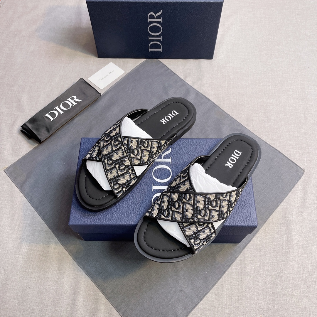 Dior 原單 男款 Oblique交叉拖鞋 經典老花休閒款| 13 Dior 原單 男款 Oblique交叉拖鞋 經典老花休閒款