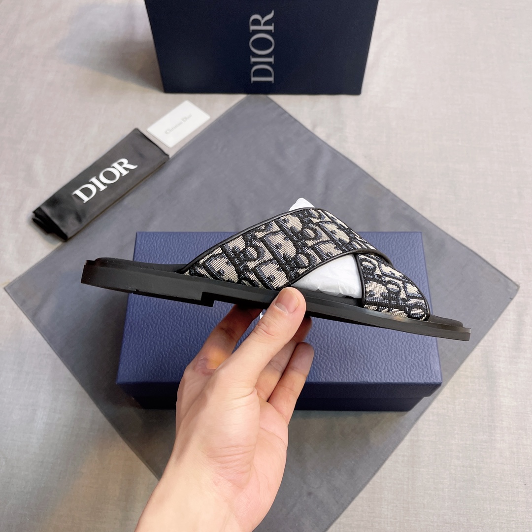 Dior 原單 男款 Oblique交叉拖鞋 經典老花休閒款| 11 Dior 原單 男款 Oblique交叉拖鞋 經典老花休閒款