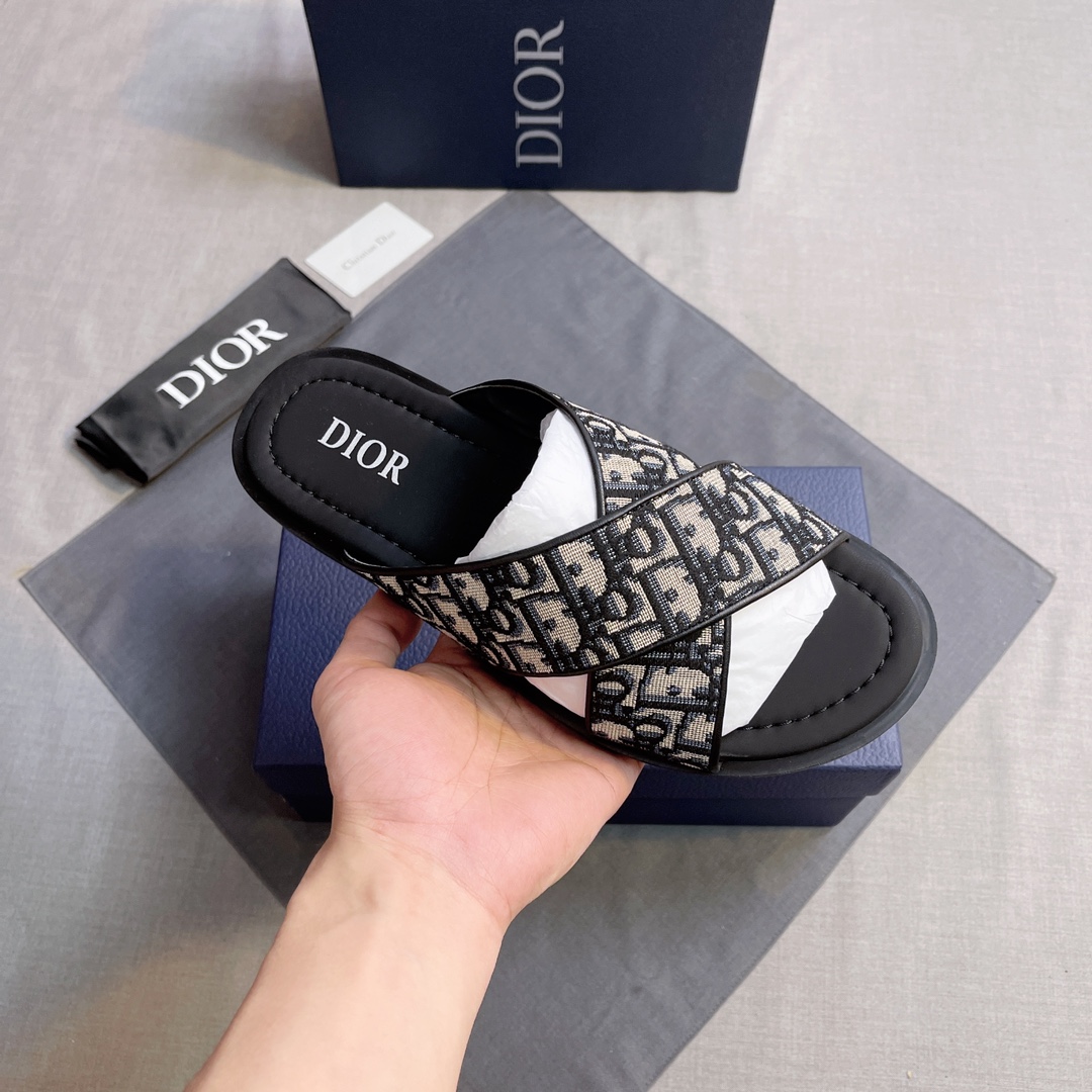 Dior 原單 男款 Oblique交叉拖鞋 經典老花休閒款| 10 Dior 原單 男款 Oblique交叉拖鞋 經典老花休閒款