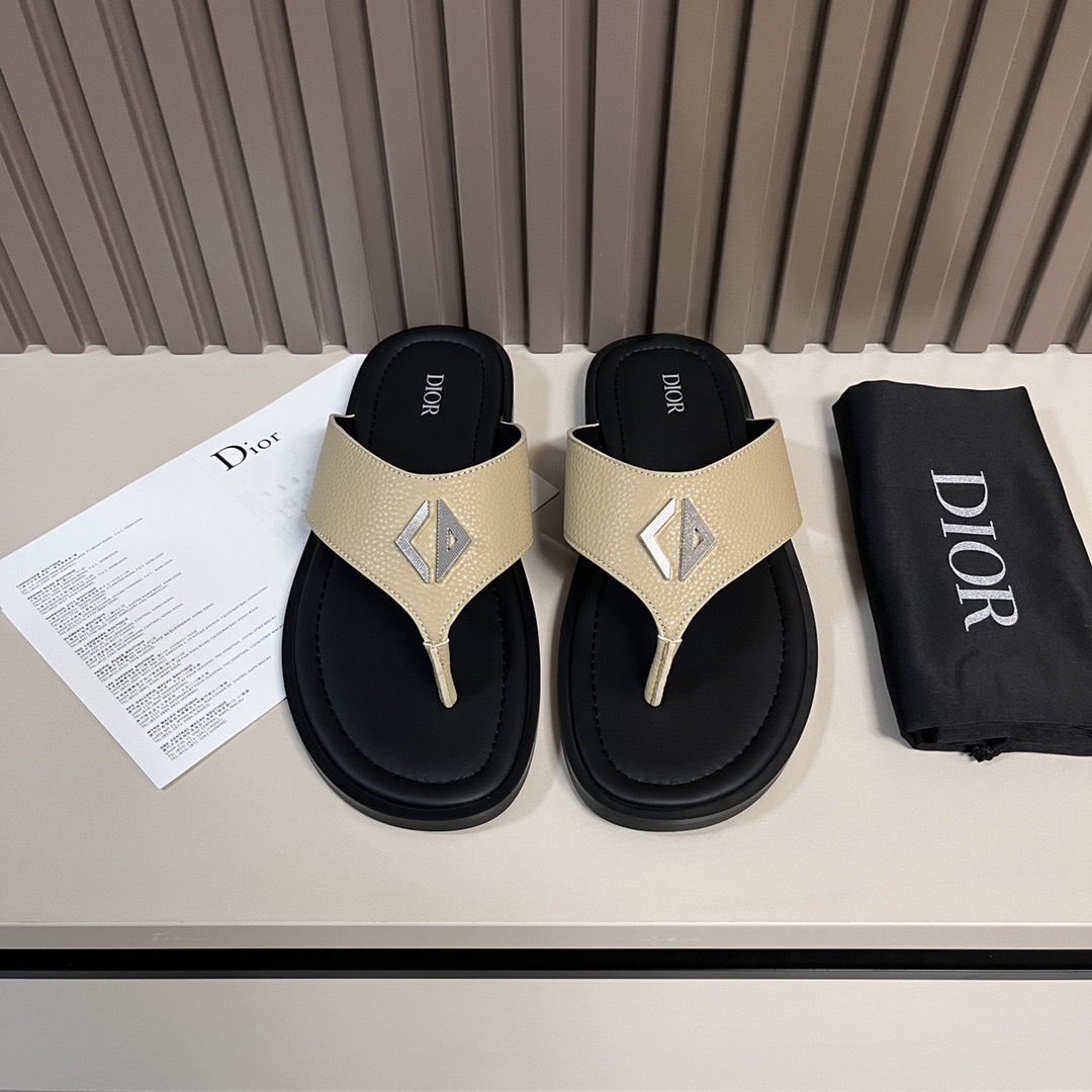 Dior 高仿 男款 真皮人字拖鞋 夏季休閒款| 7 Dior 高仿 男款 真皮人字拖鞋 夏季休閒款