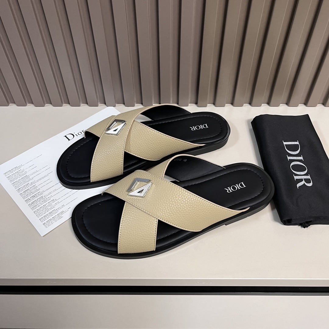 Dior 一比一 男款 交叉皮革拖鞋 時尚休閒款| 14 Dior 一比一 男款 交叉皮革拖鞋 時尚休閒款