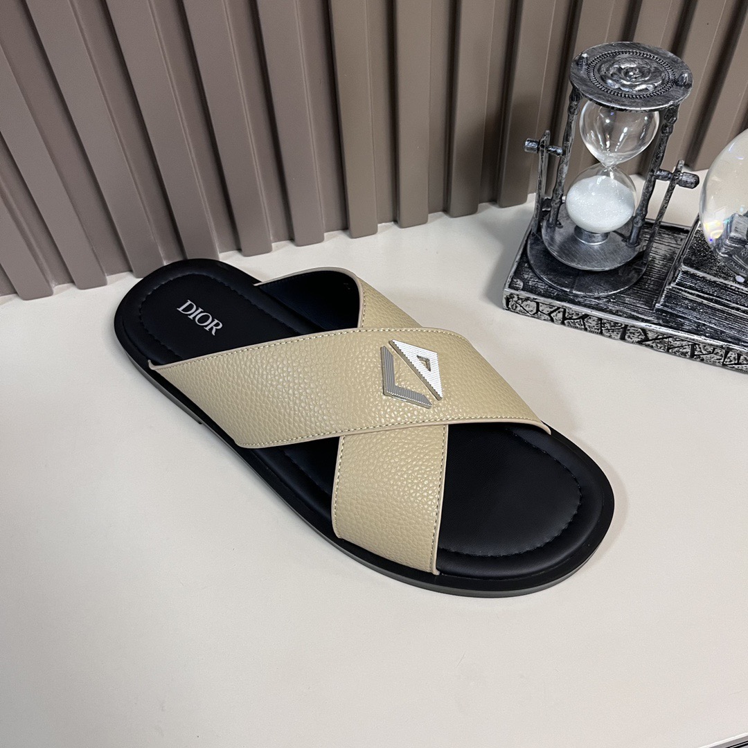 Dior 一比一 男款 交叉皮革拖鞋 時尚休閒款| 12 Dior 一比一 男款 交叉皮革拖鞋 時尚休閒款