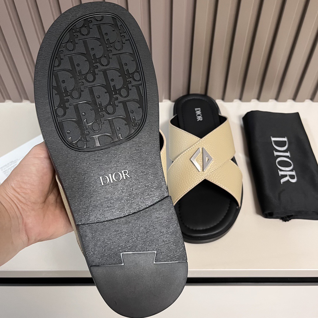Dior 一比一 男款 交叉皮革拖鞋 時尚休閒款| 8 Dior 一比一 男款 交叉皮革拖鞋 時尚休閒款