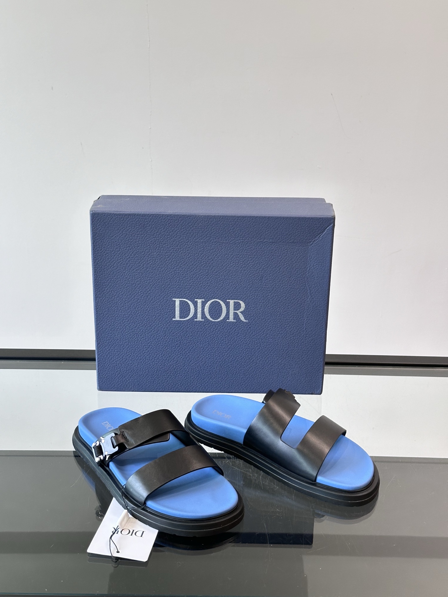 DIOR 原單 男款雙帶涼拖鞋 藍色厚底拖鞋| 11 DIOR 原單 男款雙帶涼拖鞋 藍色厚底拖鞋