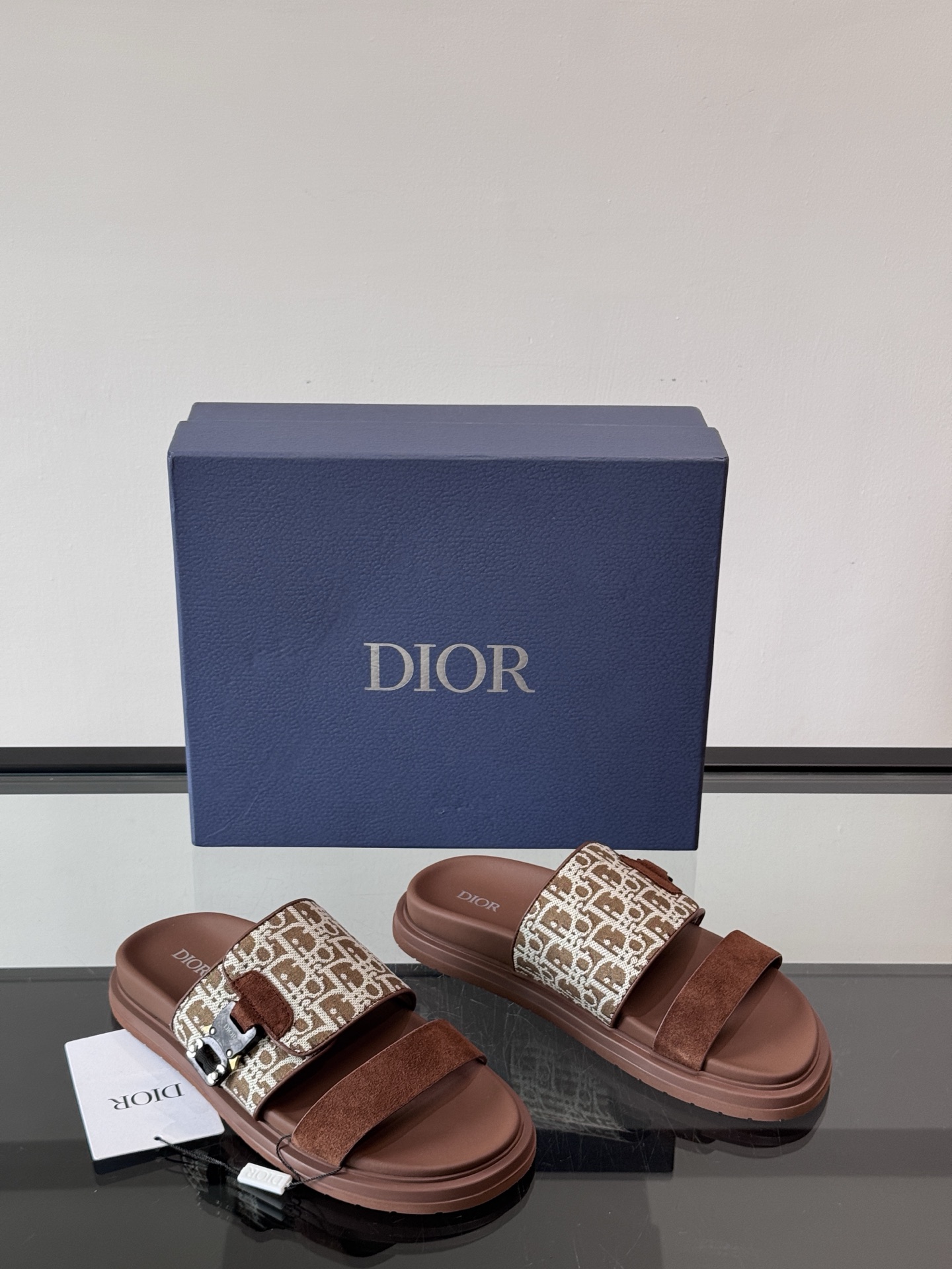 DIOR A貨 男款Oblique老花拖鞋 棕色潮流涼拖| 11 DIOR A貨 男款Oblique老花拖鞋 棕色潮流涼拖