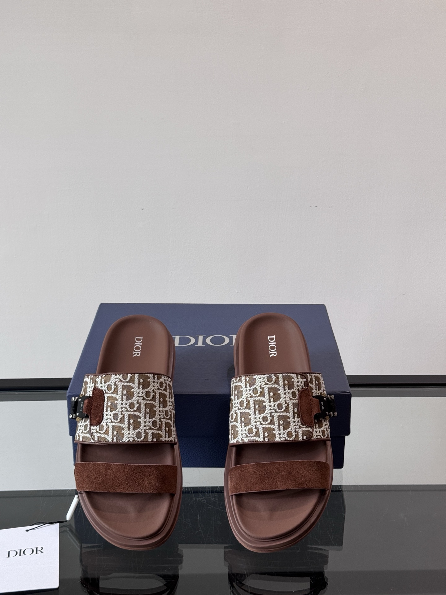 DIOR A貨 男款Oblique老花拖鞋 棕色潮流涼拖| 10 DIOR A貨 男款Oblique老花拖鞋 棕色潮流涼拖