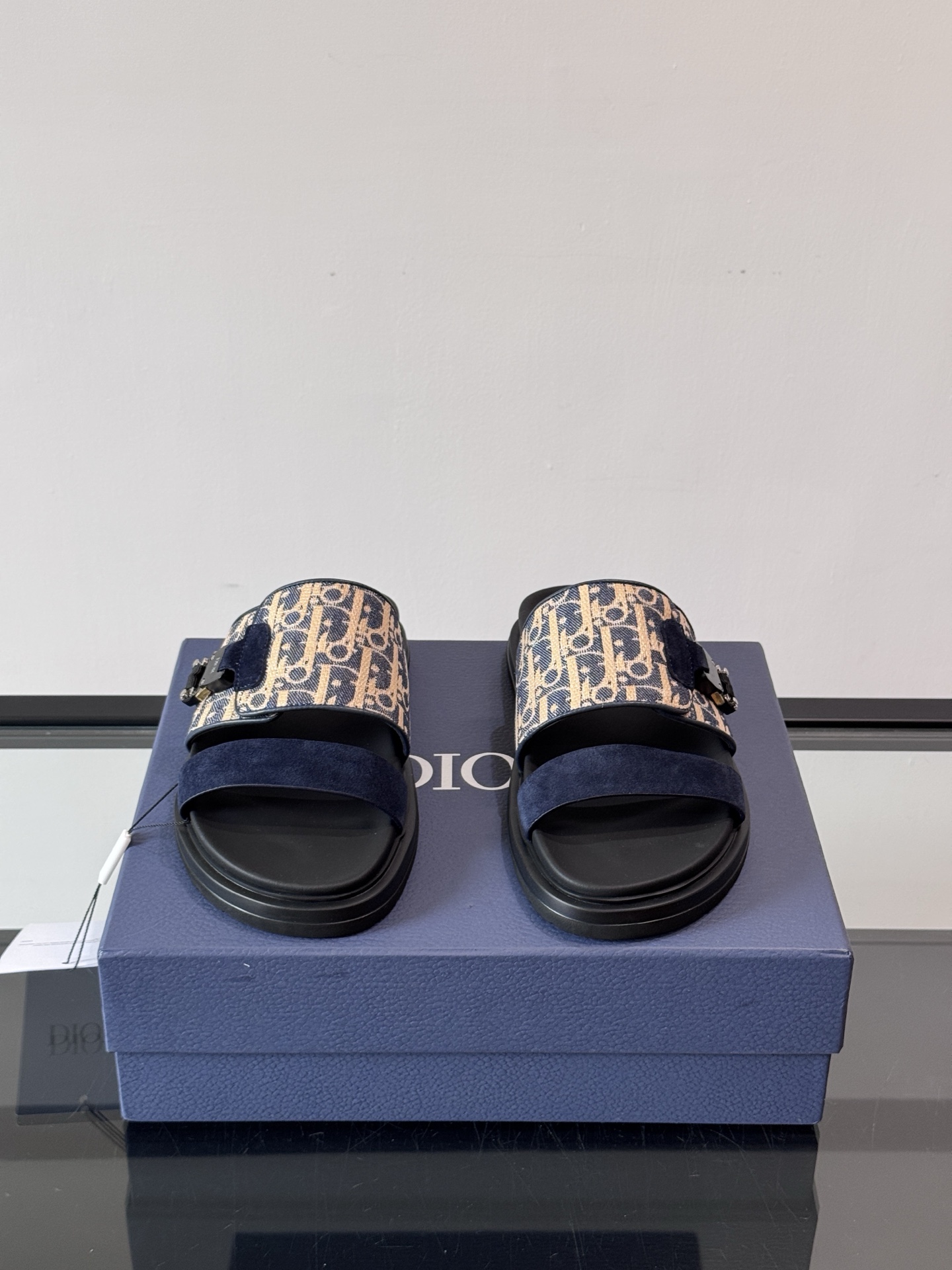 DIOR 高仿 男款Oblique老花拖鞋 深藍潮流拖鞋| 14 DIOR 高仿 男款Oblique老花拖鞋 深藍潮流拖鞋