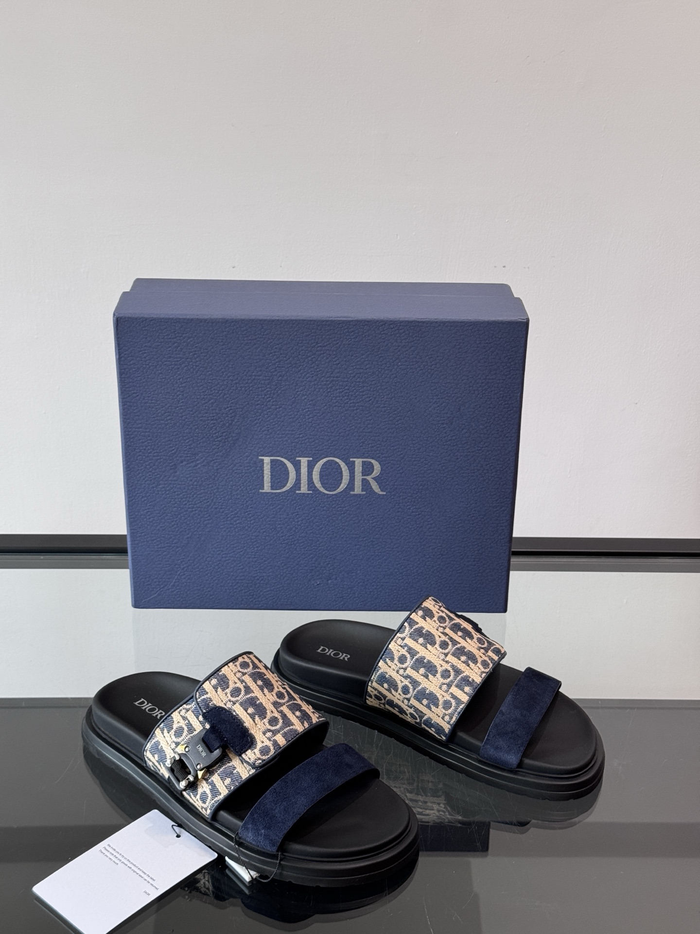 DIOR 高仿 男款Oblique老花拖鞋 深藍潮流拖鞋| 11 DIOR 高仿 男款Oblique老花拖鞋 深藍潮流拖鞋