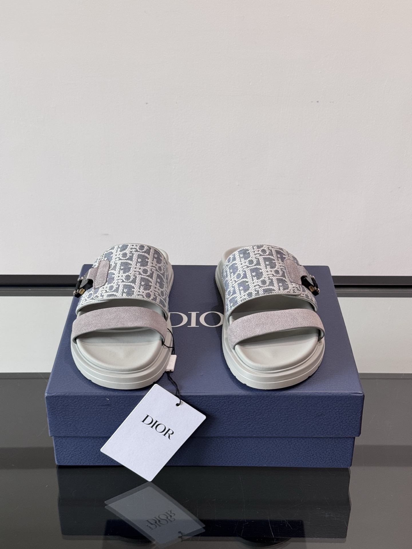 DIOR 一比一 男款Oblique老花拖鞋 灰色潮流拖鞋| 14 DIOR 一比一 男款Oblique老花拖鞋 灰色潮流拖鞋