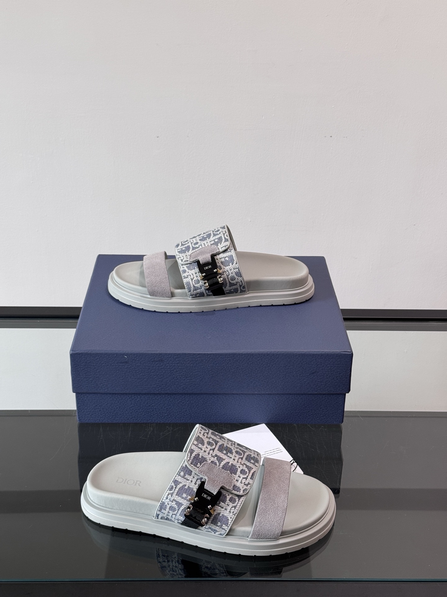 DIOR 一比一 男款Oblique老花拖鞋 灰色潮流拖鞋| 12 DIOR 一比一 男款Oblique老花拖鞋 灰色潮流拖鞋