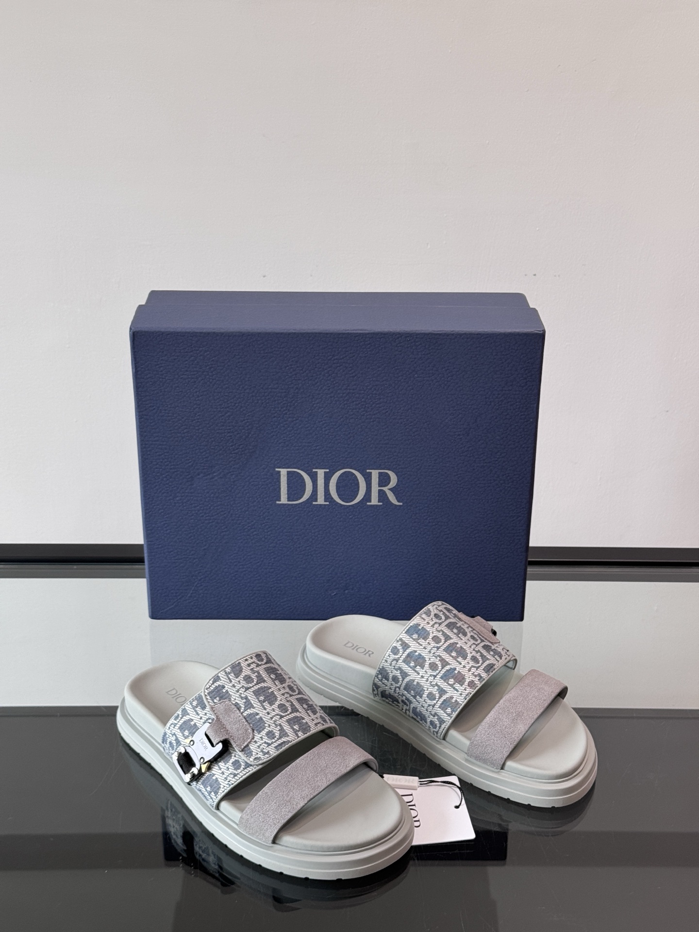 DIOR 一比一 男款Oblique老花拖鞋 灰色潮流拖鞋| 11 DIOR 一比一 男款Oblique老花拖鞋 灰色潮流拖鞋