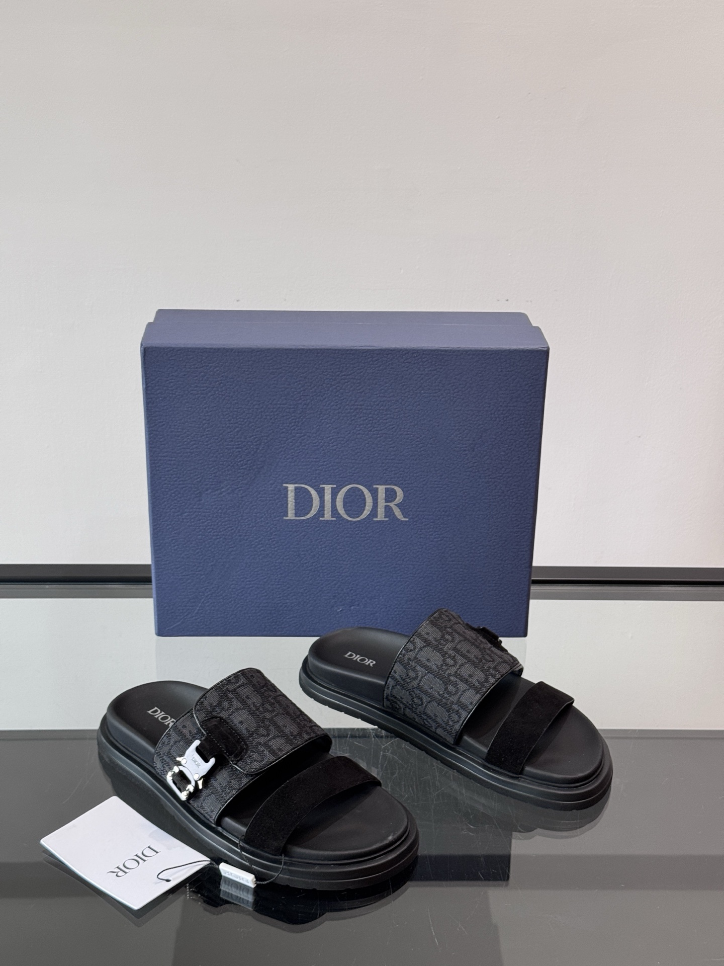 DIOR 原單 男款老花拖鞋 黑色潮流涼拖| 11 DIOR 原單 男款老花拖鞋 黑色潮流涼拖