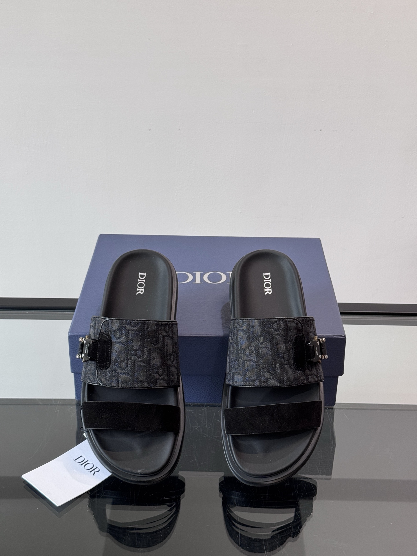 DIOR 原單 男款老花拖鞋 黑色潮流涼拖| 10 DIOR 原單 男款老花拖鞋 黑色潮流涼拖
