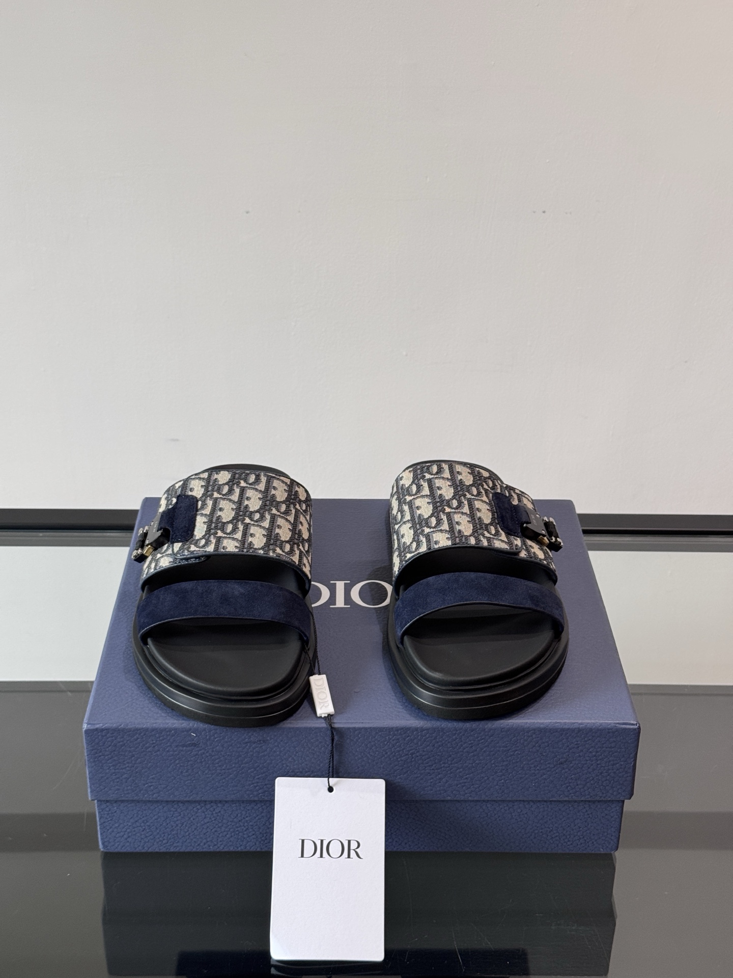 DIOR A貨 男款Oblique老花拖鞋 藍色潮流拖鞋| 14 DIOR A貨 男款Oblique老花拖鞋 藍色潮流拖鞋