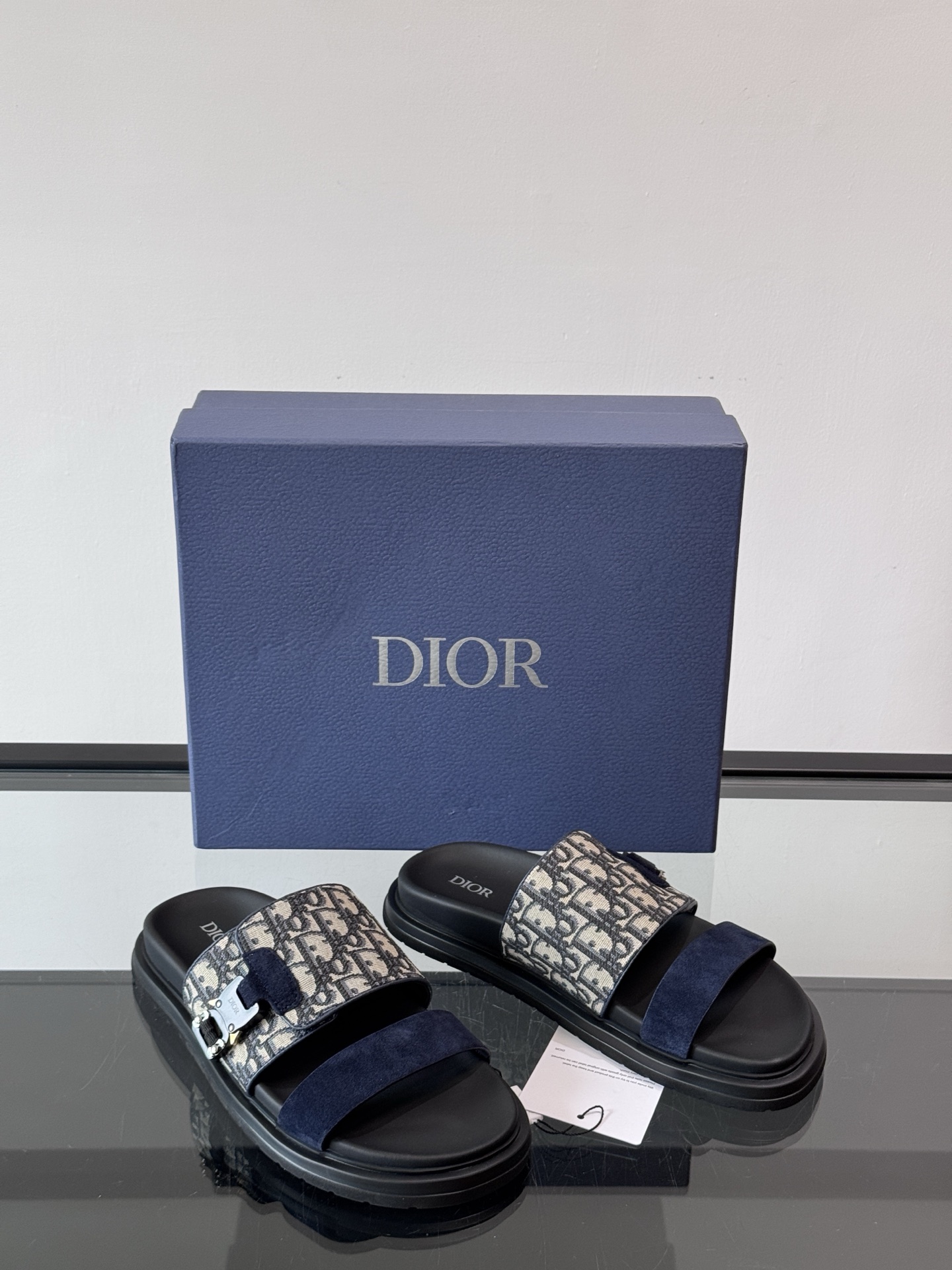 DIOR A貨 男款Oblique老花拖鞋 藍色潮流拖鞋| 12 DIOR A貨 男款Oblique老花拖鞋 藍色潮流拖鞋