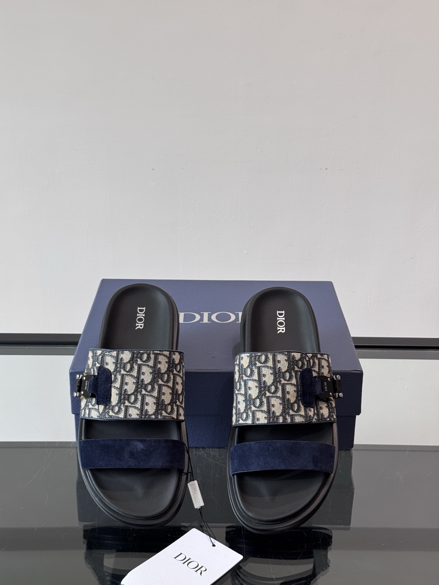 DIOR A貨 男款Oblique老花拖鞋 藍色潮流拖鞋| 11 DIOR A貨 男款Oblique老花拖鞋 藍色潮流拖鞋