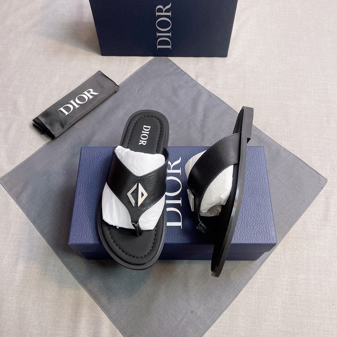 DIOR A貨 男款CD麂皮拖鞋 黑色休閒拖鞋 百搭款| 14 DIOR A貨 男款CD麂皮拖鞋 黑色休閒拖鞋 百搭款