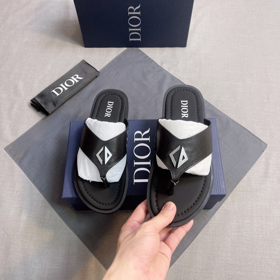 DIOR A貨 男款CD麂皮拖鞋 黑色休閒拖鞋 百搭款| 12 DIOR A貨 男款CD麂皮拖鞋 黑色休閒拖鞋 百搭款