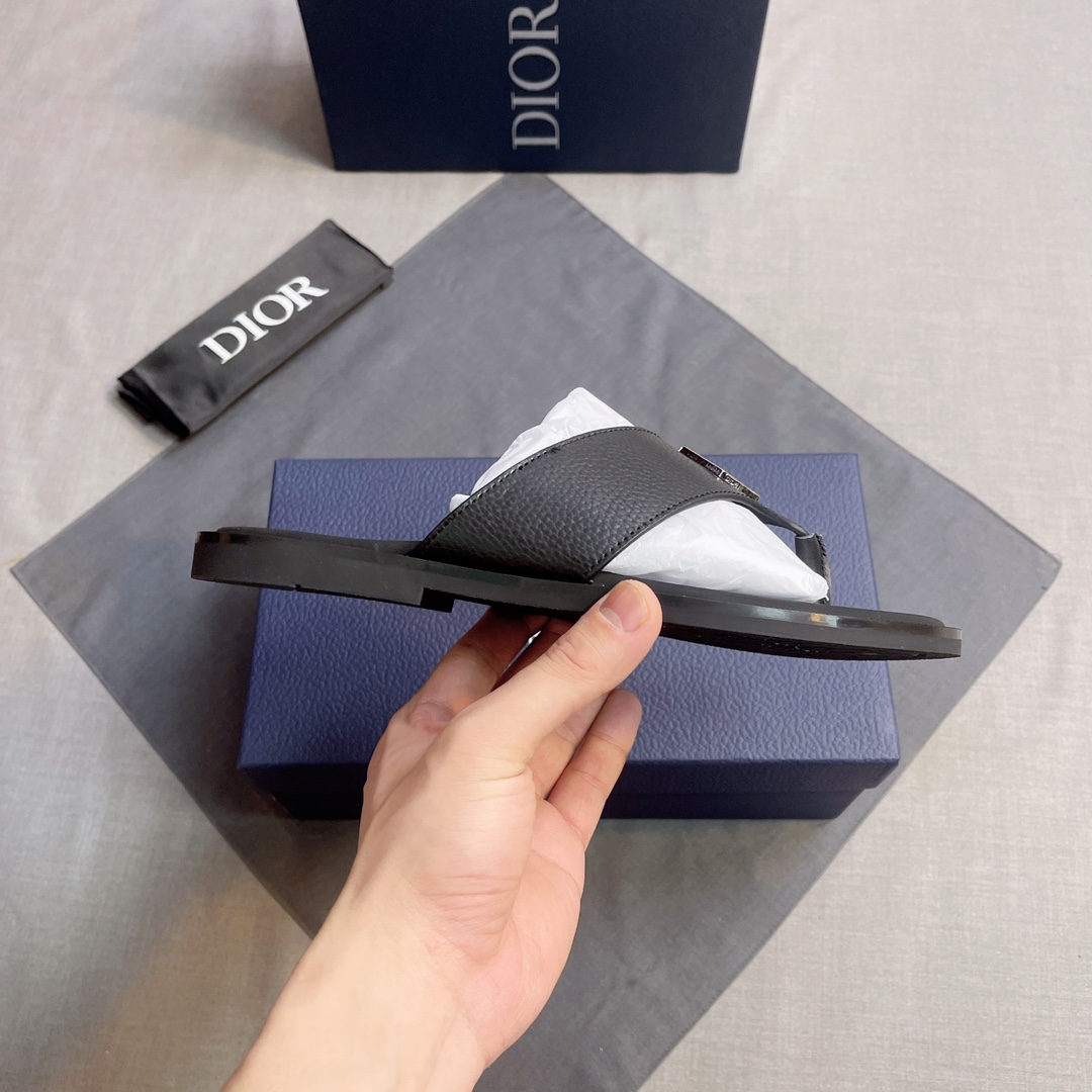 DIOR A貨 男款CD麂皮拖鞋 黑色休閒拖鞋 百搭款| 11 DIOR A貨 男款CD麂皮拖鞋 黑色休閒拖鞋 百搭款
