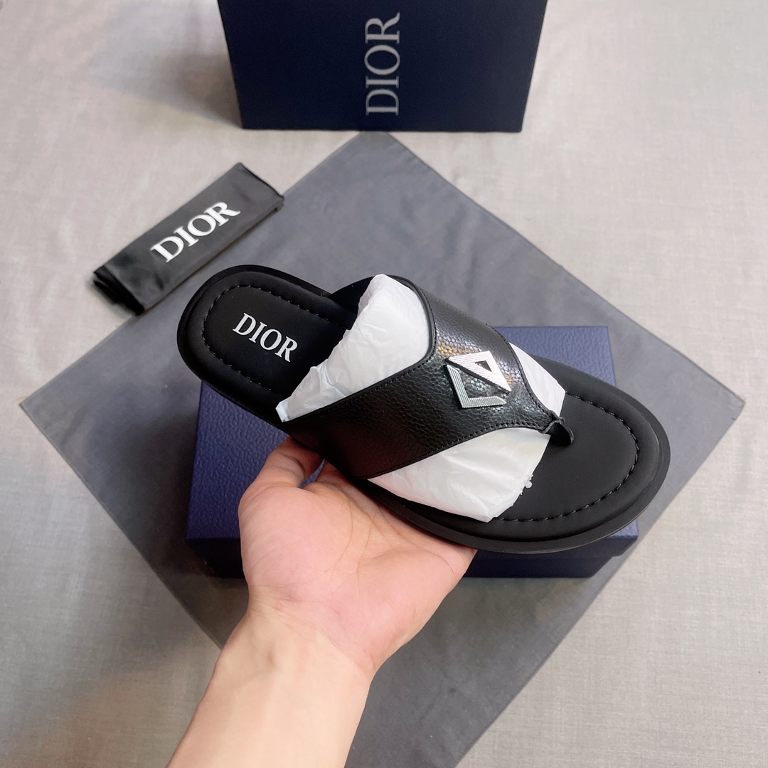 DIOR A貨 男款CD麂皮拖鞋 黑色休閒拖鞋 百搭款| 10 DIOR A貨 男款CD麂皮拖鞋 黑色休閒拖鞋 百搭款