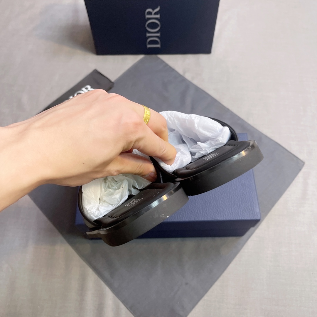 DIOR A貨 男款CD麂皮拖鞋 黑色休閒拖鞋 百搭款| 7 DIOR A貨 男款CD麂皮拖鞋 黑色休閒拖鞋 百搭款
