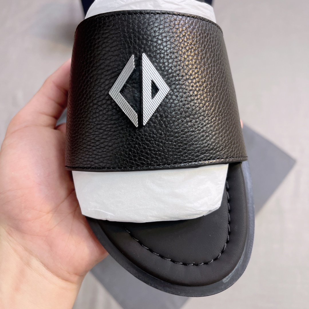 DIOR 高仿 男款CD皮革拖鞋 深藍休閒涼拖 潮流百搭| 9 DIOR 高仿 男款CD皮革拖鞋 深藍休閒涼拖 潮流百搭