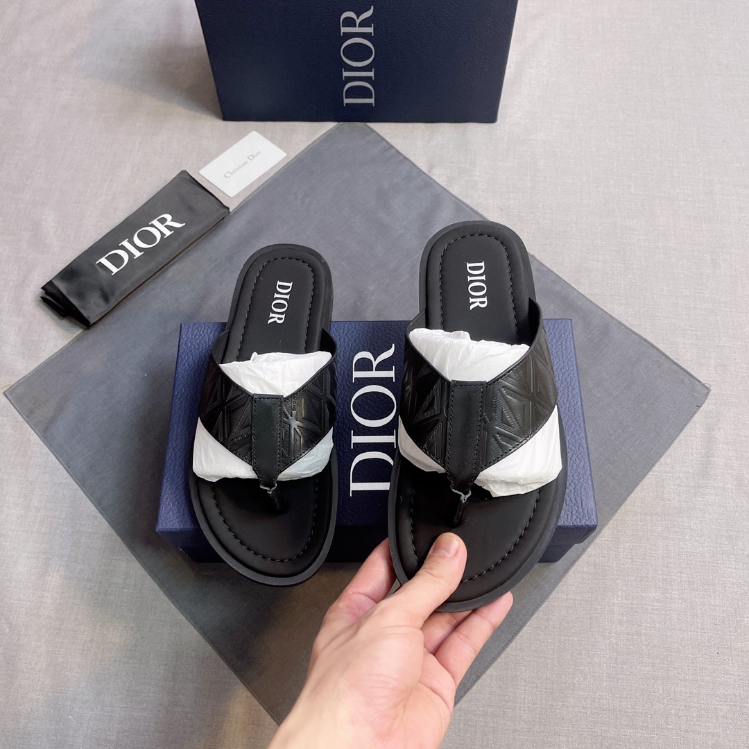 DIOR 原單 男款CD夾腳拖鞋 黑色潮流涼拖| 12 DIOR 原單 男款CD夾腳拖鞋 黑色潮流涼拖