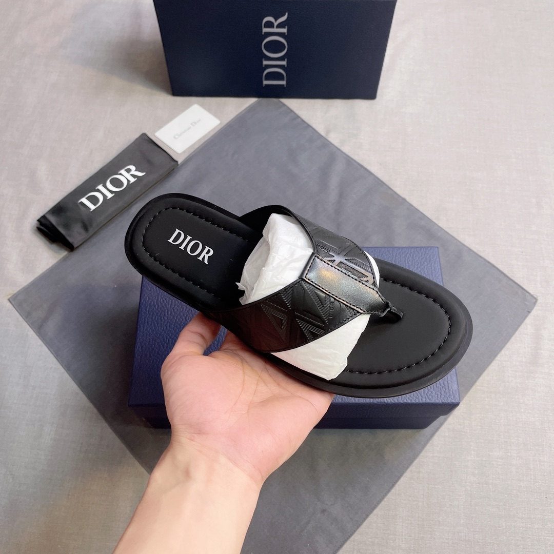 DIOR 原單 男款CD夾腳拖鞋 黑色潮流涼拖| 10 DIOR 原單 男款CD夾腳拖鞋 黑色潮流涼拖