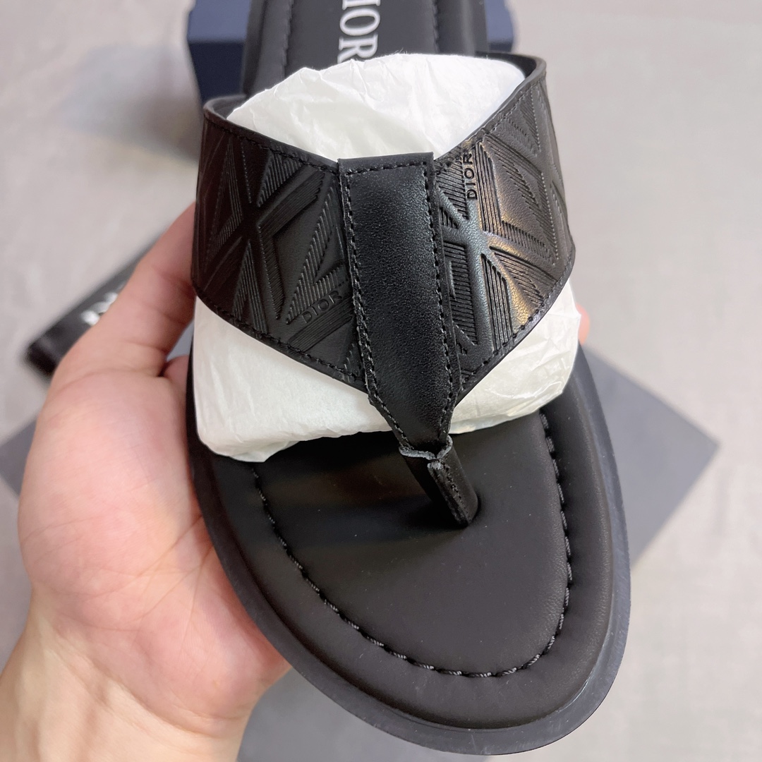 DIOR 原單 男款CD夾腳拖鞋 黑色潮流涼拖| 9 DIOR 原單 男款CD夾腳拖鞋 黑色潮流涼拖
