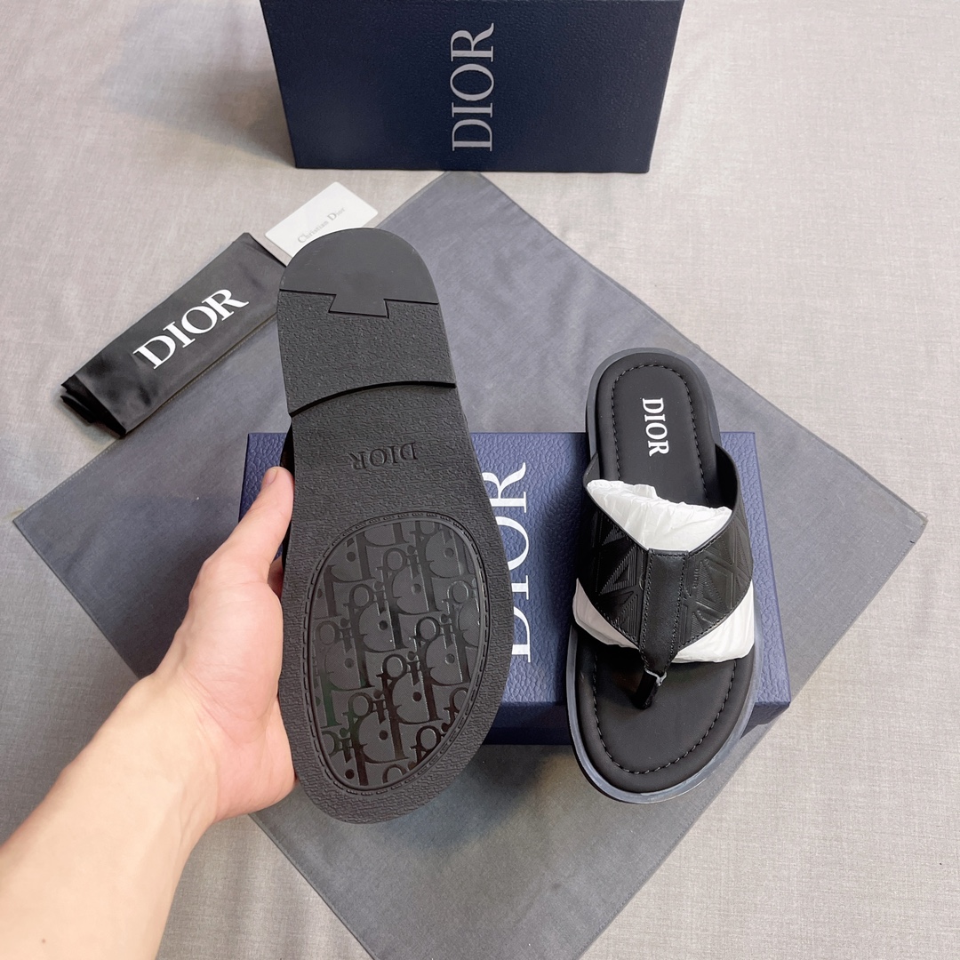 DIOR 原單 男款CD夾腳拖鞋 黑色潮流涼拖| 8 DIOR 原單 男款CD夾腳拖鞋 黑色潮流涼拖