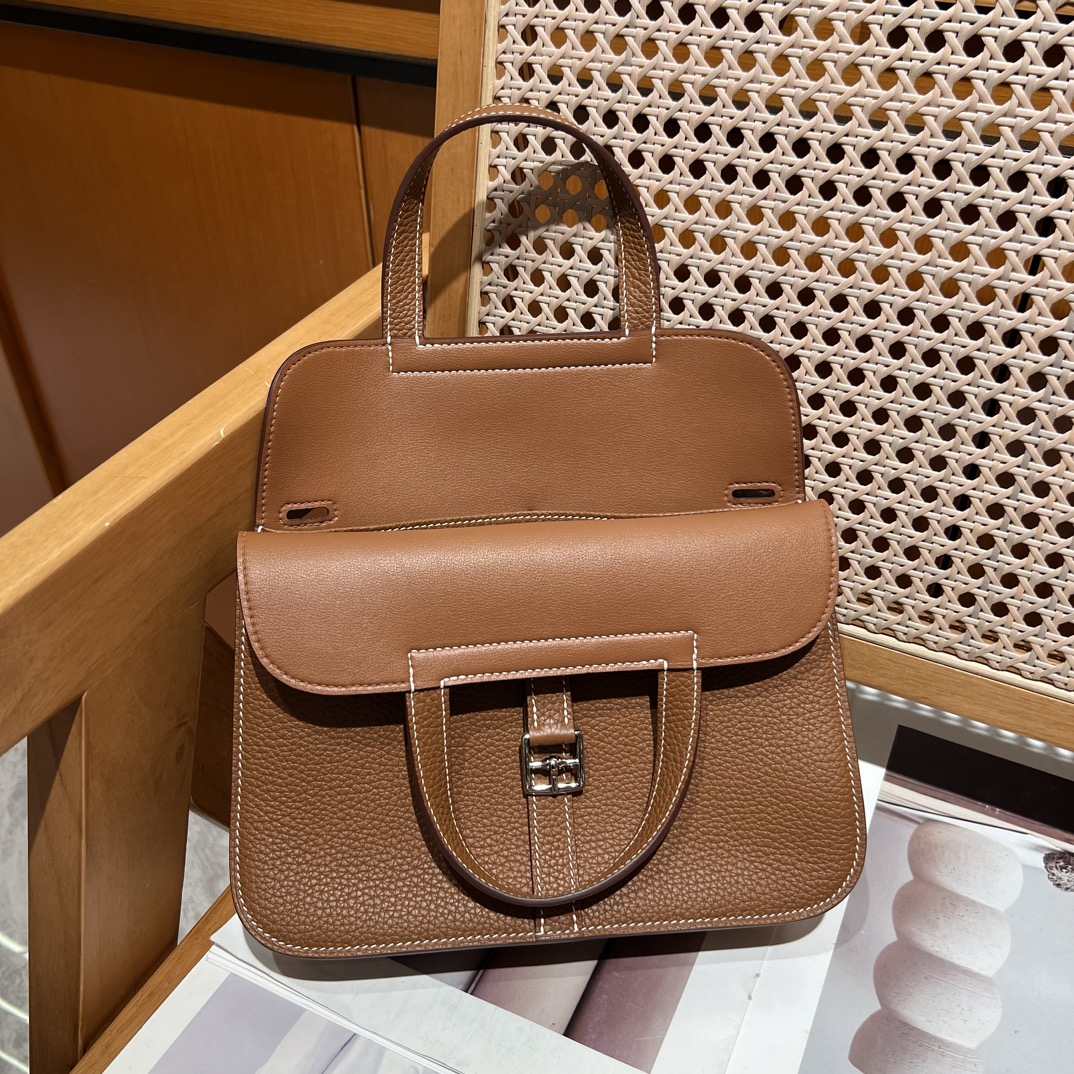 Hermes 高仿 女款 Halzan 手提斜背包 奶油色百搭款| 14 Hermes 高仿 女款 Halzan 手提斜背包 奶油色百搭款