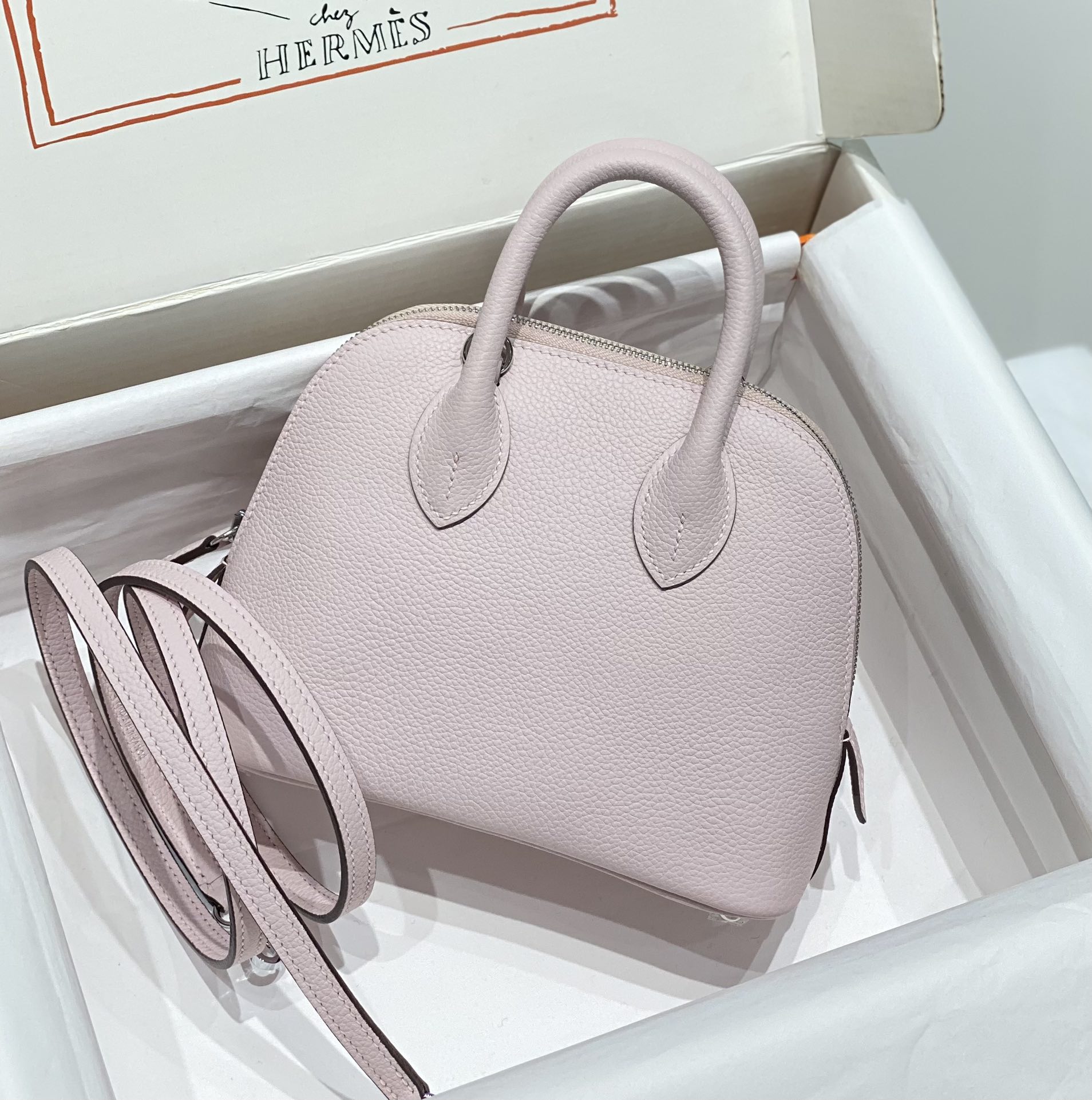 Hermes 高仿 女款 Bolide 手提斜背包 櫻花粉氣質款| 14 Hermes 高仿 女款 Bolide 手提斜背包 櫻花粉氣質款