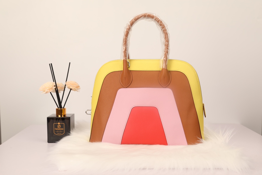 Hermes 高仿 女款 Bolide 拼色手提包 彩虹設計款| 8 Hermes 高仿 女款 Bolide 拼色手提包 彩虹設計款