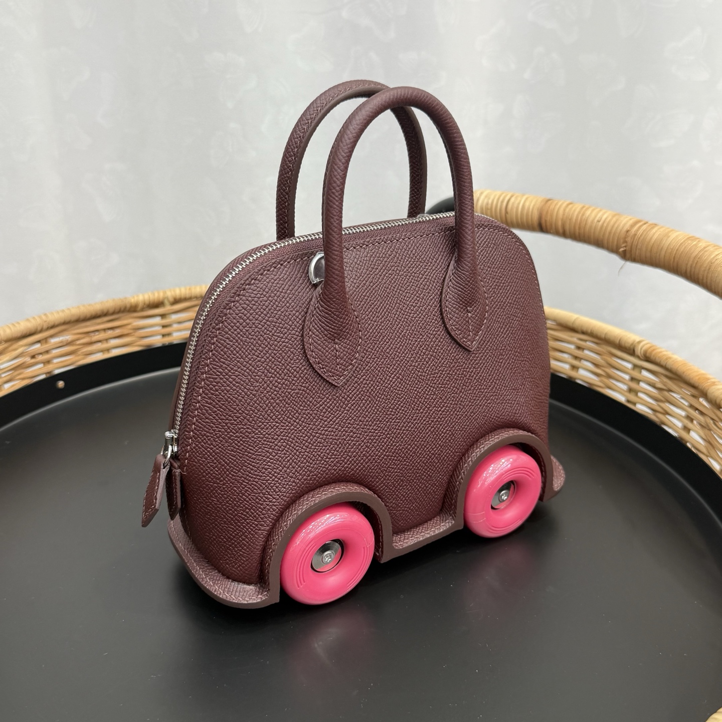 Hermes 原單 女款 Mini Bolide 小車包 酒紅粉輪設計款| 14 Hermes 原單 女款 Mini Bolide 小車包 酒紅粉輪設計款