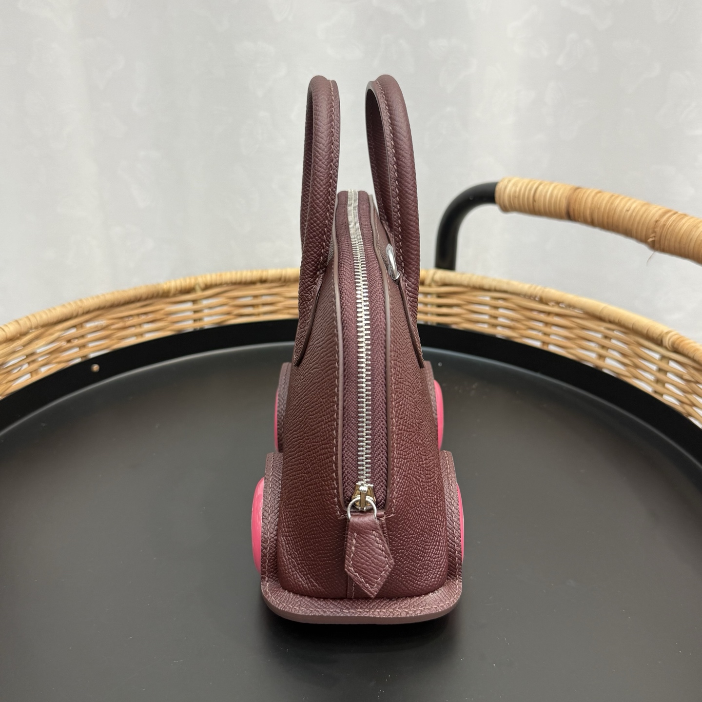 Hermes 原單 女款 Mini Bolide 小車包 酒紅粉輪設計款| 12 Hermes 原單 女款 Mini Bolide 小車包 酒紅粉輪設計款
