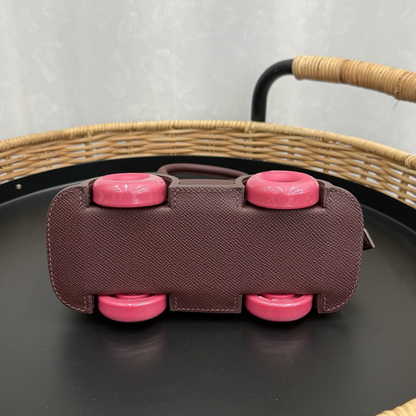 Hermes 原單 女款 Mini Bolide 小車包 酒紅粉輪設計款| 7 Hermes 原單 女款 Mini Bolide 小車包 酒紅粉輪設計款