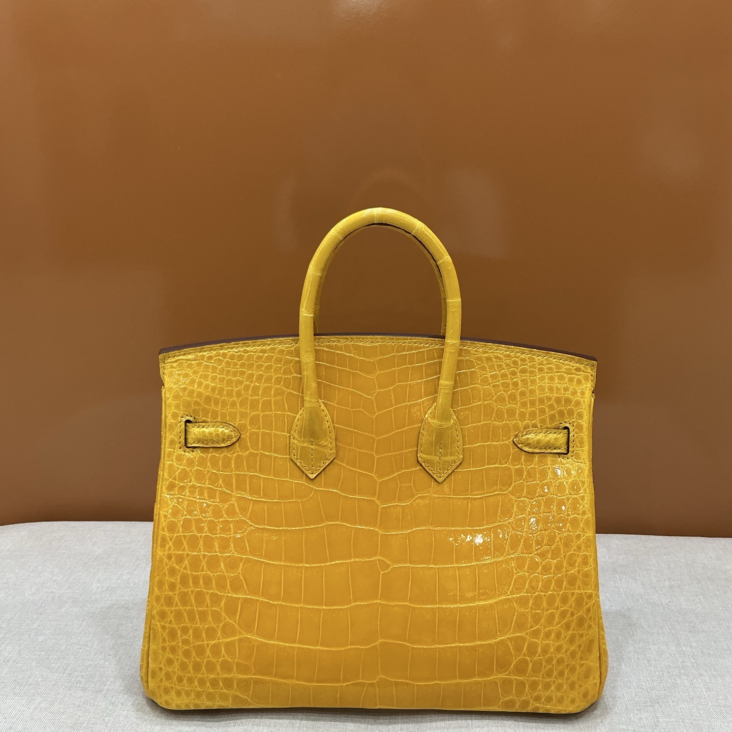 Hermes 原單 女款 Birkin 鱷魚紋手提包 黃色亮面款| 12 Hermes 原單 女款 Birkin 鱷魚紋手提包 黃色亮面款