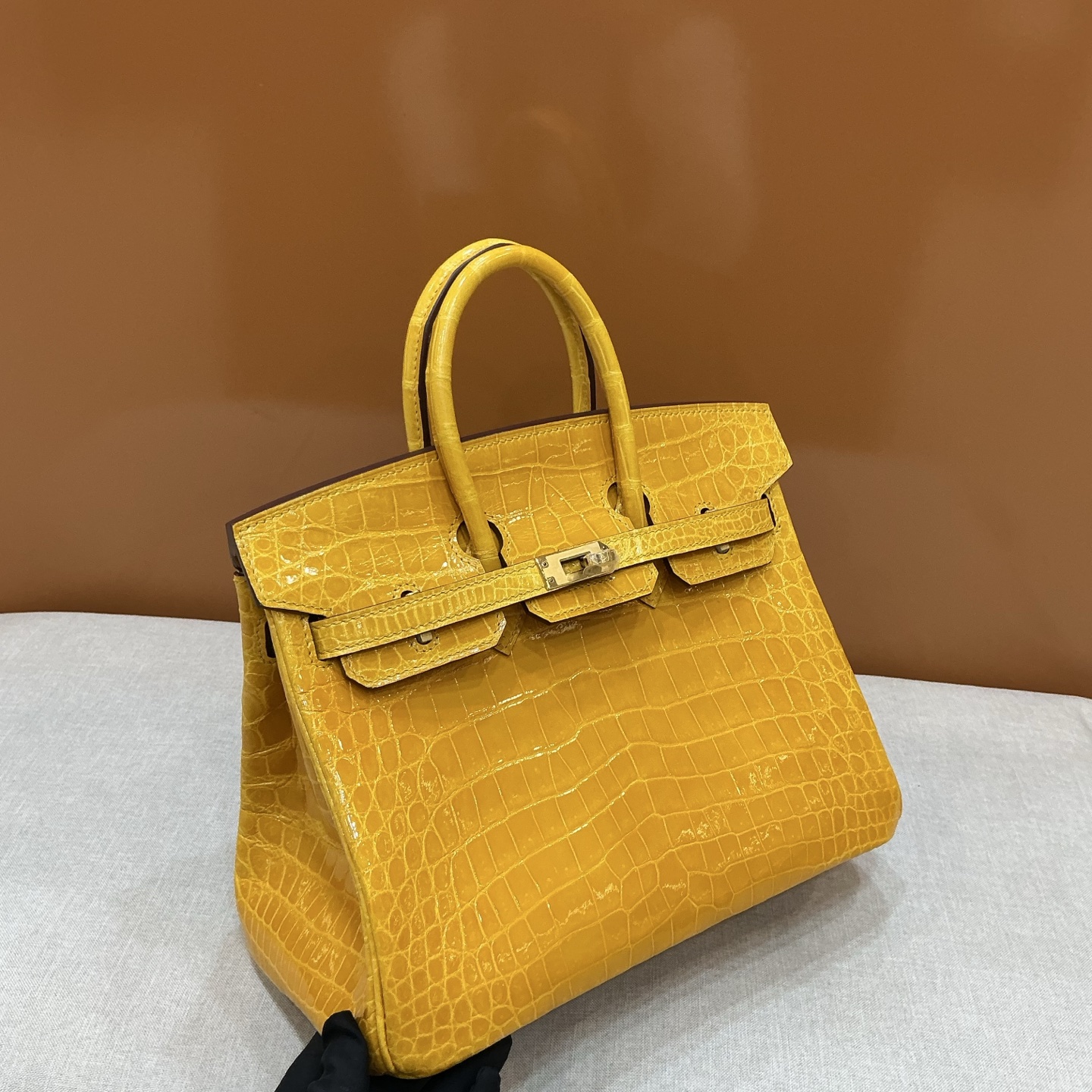 Hermes 原單 女款 Birkin 鱷魚紋手提包 黃色亮面款| 11 Hermes 原單 女款 Birkin 鱷魚紋手提包 黃色亮面款