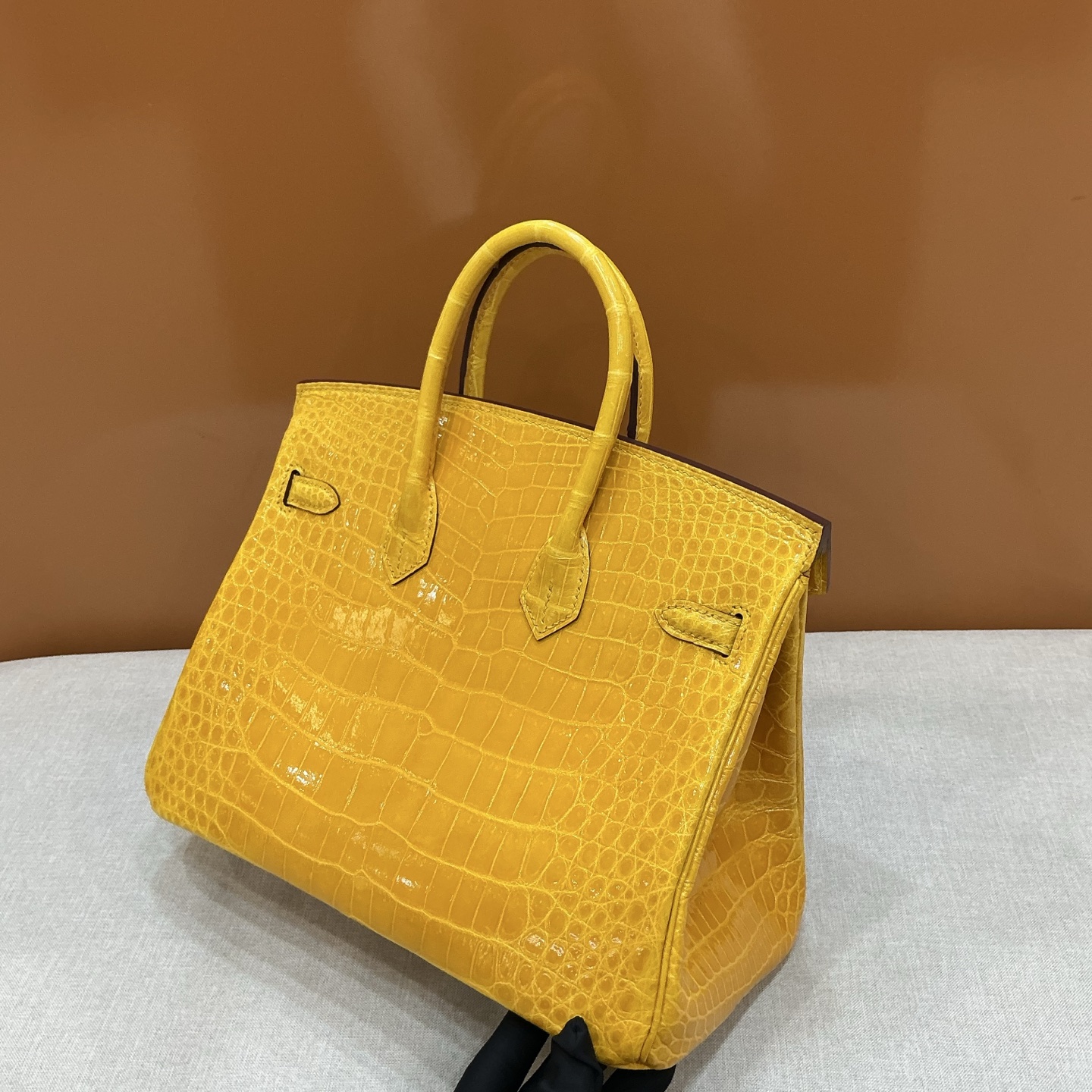 Hermes 原單 女款 Birkin 鱷魚紋手提包 黃色亮面款| 10 Hermes 原單 女款 Birkin 鱷魚紋手提包 黃色亮面款