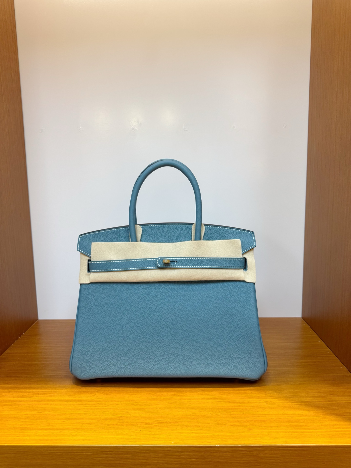 Hermes 一比一 Birkin 鱷魚紋手提包 天蓝色經典款