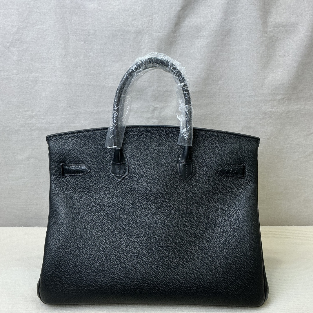 Hermes 高仿 女款 Birkin 手提包 黑灰拼接鱷魚紋 奢華質感款| 11 Hermes 高仿 女款 Birkin 手提包 黑灰拼接鱷魚紋 奢華質感款
