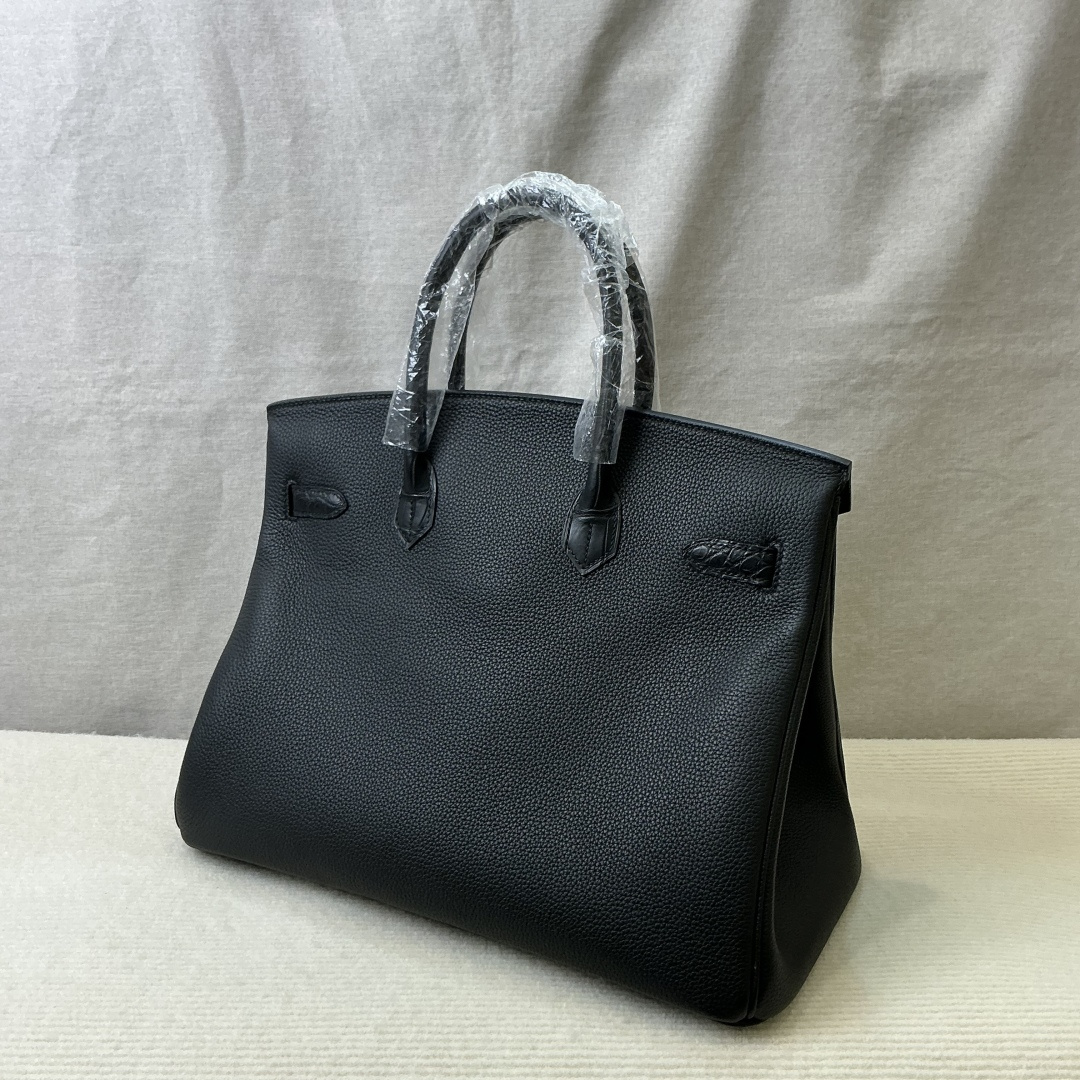 Hermes 高仿 女款 Birkin 手提包 黑灰拼接鱷魚紋 奢華質感款| 9 Hermes 高仿 女款 Birkin 手提包 黑灰拼接鱷魚紋 奢華質感款