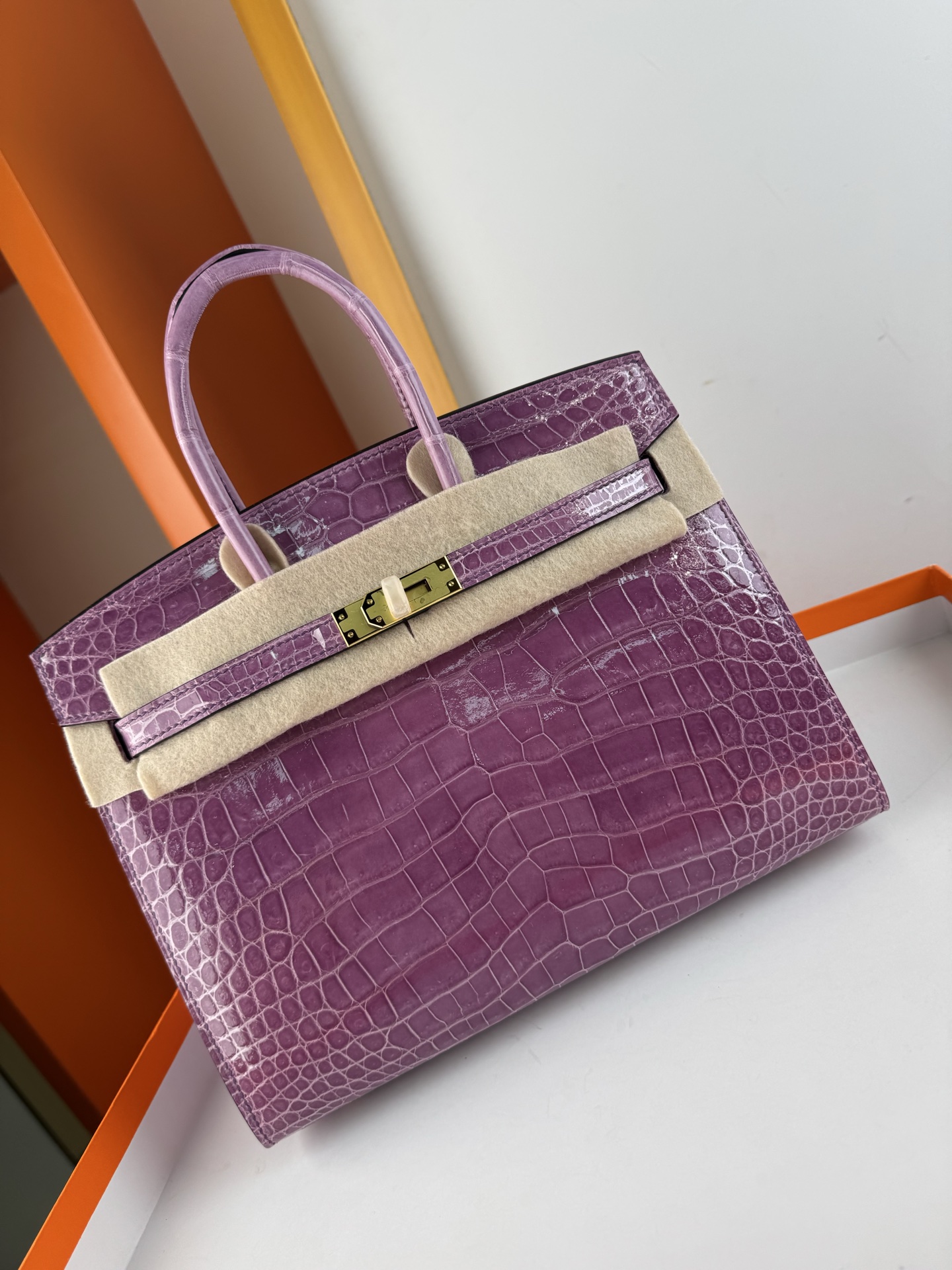 Hermes 原單 女款 Birkin 紫色鱷魚紋手提包 優雅氣場款| 8 Hermes 原單 女款 Birkin 紫色鱷魚紋手提包 優雅氣場款