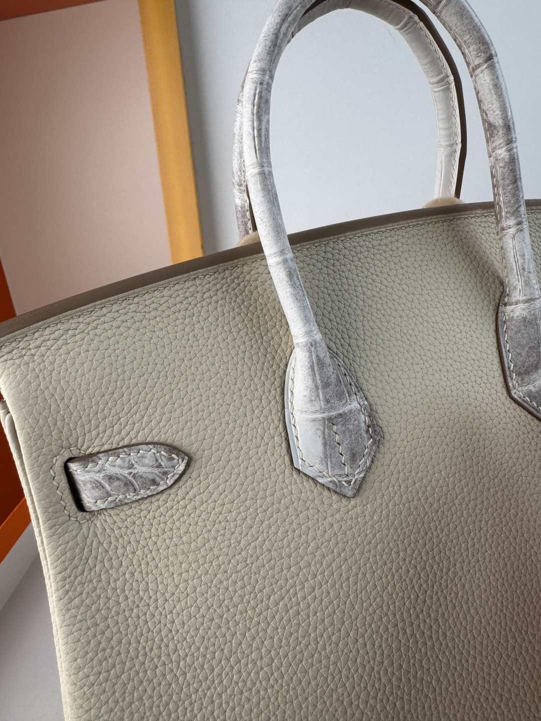 Hermes 高仿 女款 Birkin 奶油白拼色手提包 清新百搭款| 7 Hermes 高仿 女款 Birkin 奶油白拼色手提包 清新百搭款