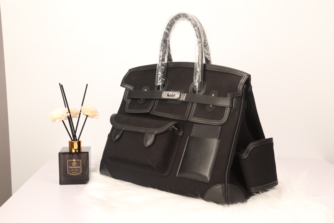 Hermes 原單 女款 Birkin 帆布拼皮口袋手提包 戶外機能風| 14 Hermes 原單 女款 Birkin 帆布拼皮口袋手提包 戶外機能風